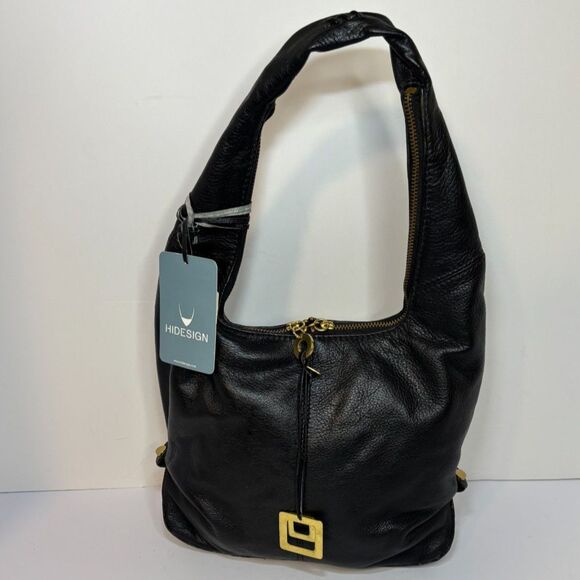 Hidesign Black Genuine Soft Leather Retro Slouch Hobo Shoulder Bag Womens - Picture 1 of 7